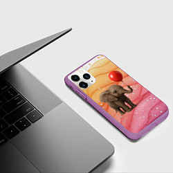 Чехол iPhone 11 Pro матовый Слоненок с красным воздушным шариком, цвет: 3D-фиолетовый — фото 2