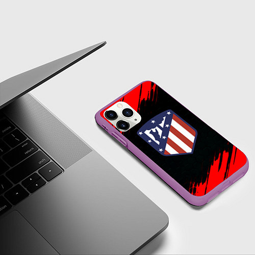 Чехол iPhone 11 Pro матовый Атлетико Мадрид красные краски / 3D-Фиолетовый – фото 3
