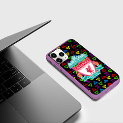 Чехол iPhone 11 Pro матовый Liverpool pattern neon, цвет: 3D-фиолетовый — фото 2