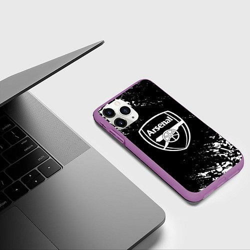 Чехол iPhone 11 Pro матовый Арсенал черепа краски / 3D-Фиолетовый – фото 3