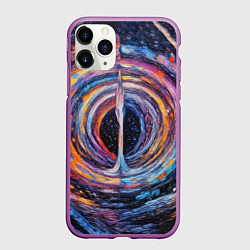 Чехол iPhone 11 Pro матовый Водоворот красок с брызгами, цвет: 3D-фиолетовый