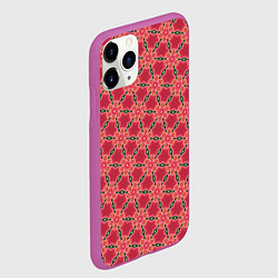 Чехол iPhone 11 Pro матовый Красная цветочная текстура, цвет: 3D-фиолетовый — фото 2