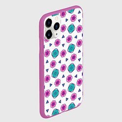 Чехол iPhone 11 Pro матовый Цветочно-геометрический паттерн, цвет: 3D-фиолетовый — фото 2