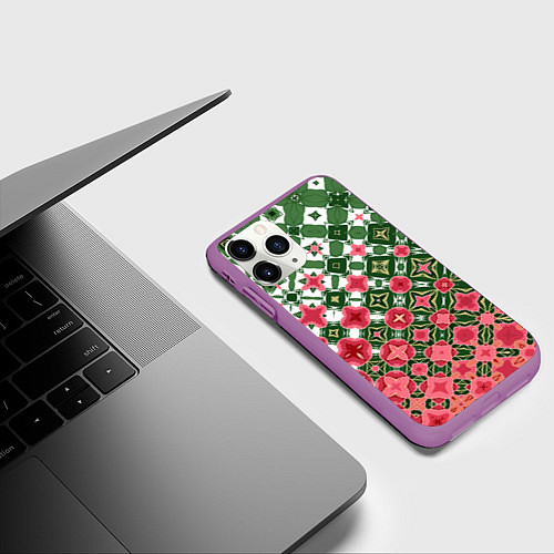 Чехол iPhone 11 Pro матовый Розово-зеленая метаморфоза / 3D-Фиолетовый – фото 3