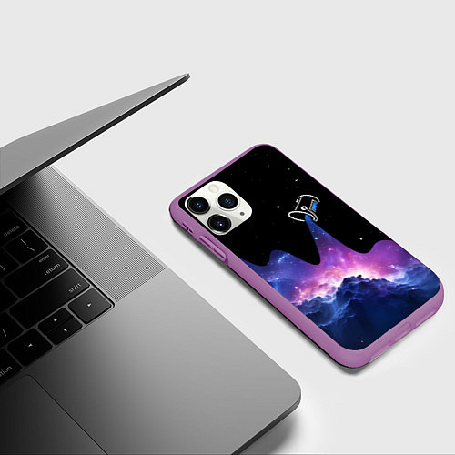 Чехол iPhone 11 Pro матовый Потеки космической краски / 3D-Фиолетовый – фото 3