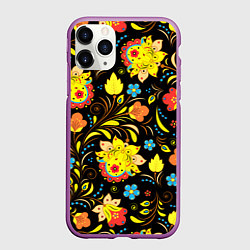 Чехол iPhone 11 Pro матовый Хохлома узор