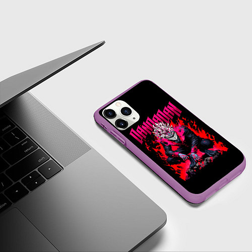 Чехол iPhone 11 Pro матовый Дандадан, Окарун / 3D-Фиолетовый – фото 3
