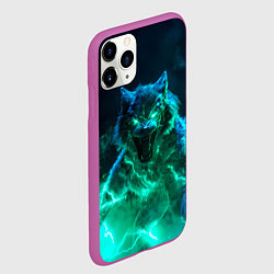 Чехол iPhone 11 Pro матовый Волк с зелеными глазами, цвет: 3D-фиолетовый — фото 2