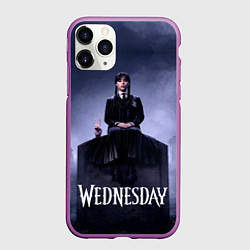 Чехол iPhone 11 Pro матовый Уэнсдей и вещь на могиле Wednesday, цвет: 3D-фиолетовый