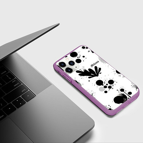 Чехол iPhone 11 Pro матовый Растительный паттерн и кляксы - Милан / 3D-Фиолетовый – фото 3