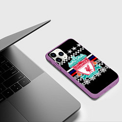 Чехол iPhone 11 Pro матовый Ливерпуль текстура триколор зима, цвет: 3D-фиолетовый — фото 2
