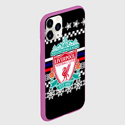 Чехол iPhone 11 Pro матовый Ливерпуль текстура триколор зима, цвет: 3D-фиолетовый — фото 2