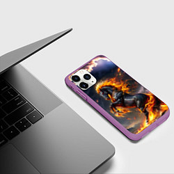 Чехол iPhone 11 Pro матовый Огнегривый скакун, цвет: 3D-фиолетовый — фото 2
