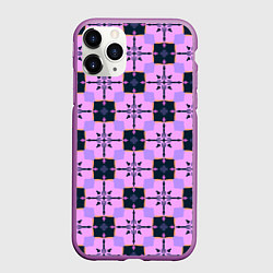 Чехол iPhone 11 Pro матовый Квадраты с цветочными перекрестиями, цвет: 3D-фиолетовый