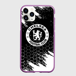 Чехол iPhone 11 Pro матовый Челси соты черно белые краски, цвет: 3D-фиолетовый