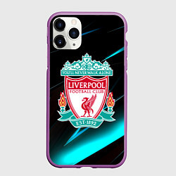 Чехол iPhone 11 Pro матовый Liverpool neon stripes, цвет: 3D-фиолетовый