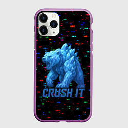 Чехол iPhone 11 Pro матовый Медведь из кристаллов, цвет: 3D-фиолетовый