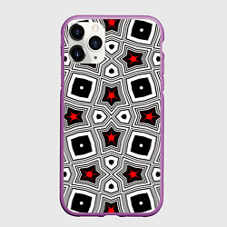 Чехол iPhone 11 Pro матовый Звезды в геометрической абстракции, цвет: 3D-фиолетовый