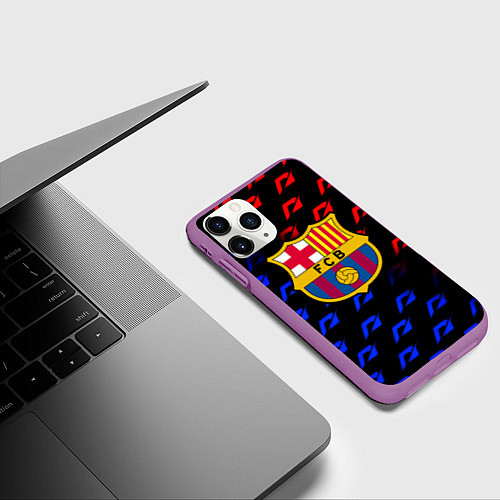 Чехол iPhone 11 Pro матовый Barcelona gradient need for speed / 3D-Фиолетовый – фото 3