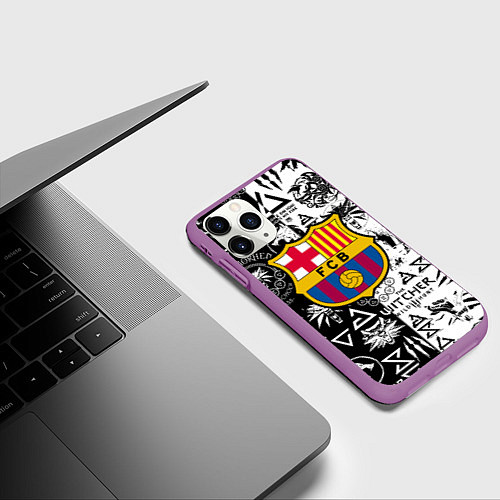 Чехол iPhone 11 Pro матовый Barcelona логотипы ведьмак / 3D-Фиолетовый – фото 3