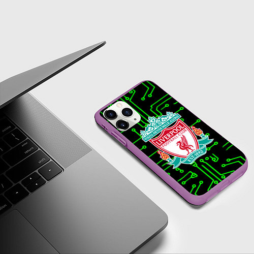 Чехол iPhone 11 Pro матовый Liverpool плата текстура / 3D-Фиолетовый – фото 3