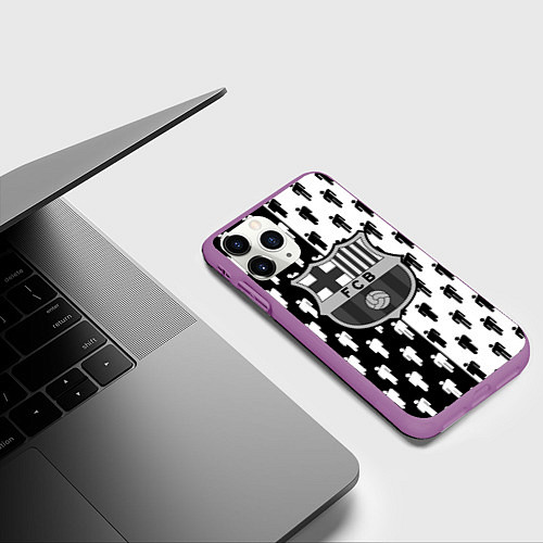Чехол iPhone 11 Pro матовый Barcelona спортивный паттерн / 3D-Фиолетовый – фото 3