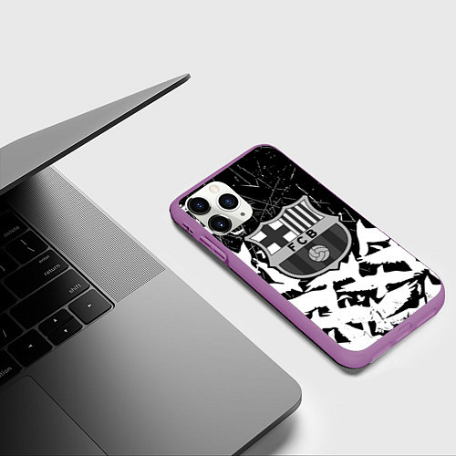 Чехол iPhone 11 Pro матовый Barcelona черно белые птицы / 3D-Фиолетовый – фото 3
