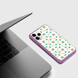 Чехол iPhone 11 Pro матовый Узорчатый паттерн в квадратных ячейках, цвет: 3D-фиолетовый — фото 2
