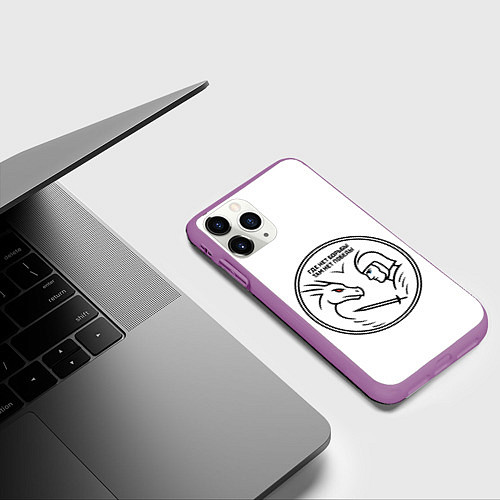 Чехол iPhone 11 Pro матовый Борьба и победа - ящер и богатырь - минимализм / 3D-Фиолетовый – фото 3