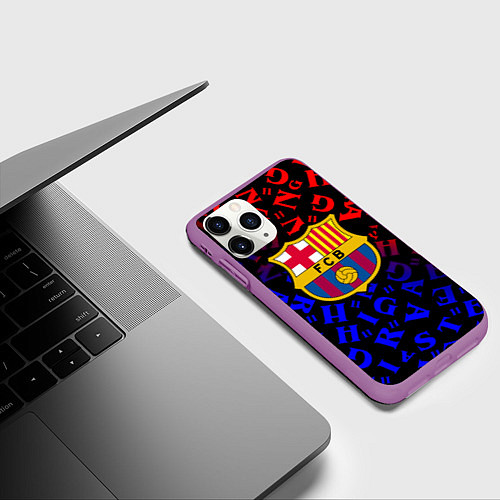 Чехол iPhone 11 Pro матовый Barcelona градиент символы / 3D-Фиолетовый – фото 3
