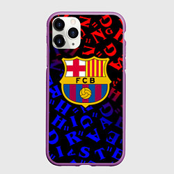Чехол iPhone 11 Pro матовый Barcelona градиент символы, цвет: 3D-фиолетовый