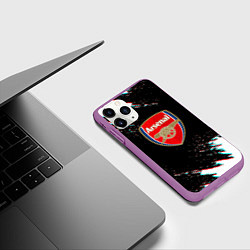 Чехол iPhone 11 Pro матовый Арсенал краски глитч текстура, цвет: 3D-фиолетовый — фото 2