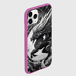 Чехол iPhone 11 Pro матовый Cyber dragon - ai art fantasy, цвет: 3D-фиолетовый — фото 2