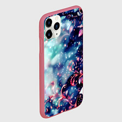 Чехол iPhone 11 Pro матовый Магические цветы сине-зелёный, цвет: 3D-малиновый — фото 2
