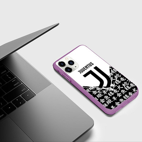 Чехол iPhone 11 Pro матовый Juventus символы китайские / 3D-Фиолетовый – фото 3