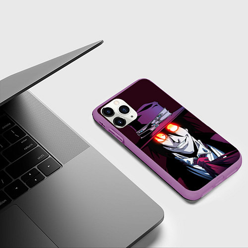 Чехол iPhone 11 Pro матовый Hellsing - Алукард / 3D-Фиолетовый – фото 3
