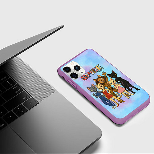 Чехол iPhone 11 Pro матовый Spice girls кошки из 90х / 3D-Фиолетовый – фото 3