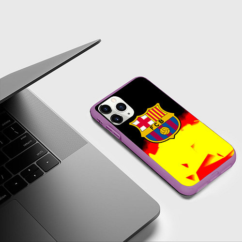 Чехол iPhone 11 Pro матовый Borussia абстракция золото геометрия / 3D-Фиолетовый – фото 3
