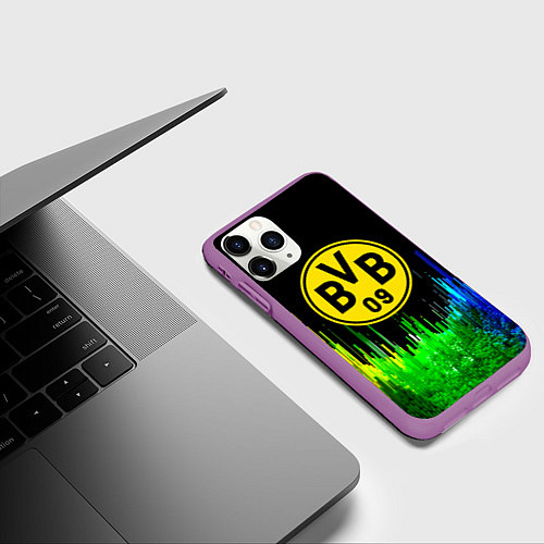 Чехол iPhone 11 Pro матовый Borussia градиент текстура / 3D-Фиолетовый – фото 3