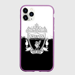 Чехол iPhone 11 Pro матовый Liverpool краски черно белые, цвет: 3D-фиолетовый