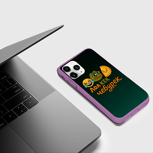 Чехол iPhone 11 Pro матовый Лол кек и чебурек лягушка Пепе / 3D-Фиолетовый – фото 3