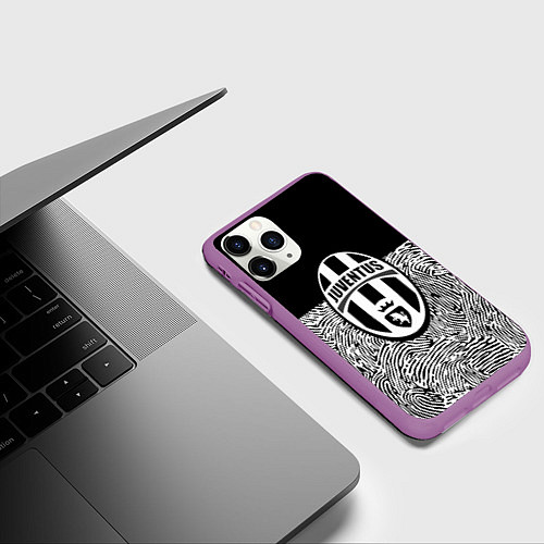 Чехол iPhone 11 Pro матовый Juventus отпечатки текстура / 3D-Фиолетовый – фото 3