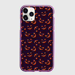 Чехол iPhone 11 Pro матовый Страшно веселый Halloween - паттерн, цвет: 3D-фиолетовый