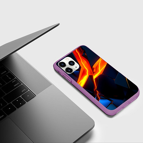 Чехол iPhone 11 Pro матовый Plate fractures / 3D-Фиолетовый – фото 3