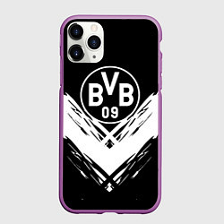 Чехол iPhone 11 Pro матовый Borussia белые краски линии, цвет: 3D-фиолетовый