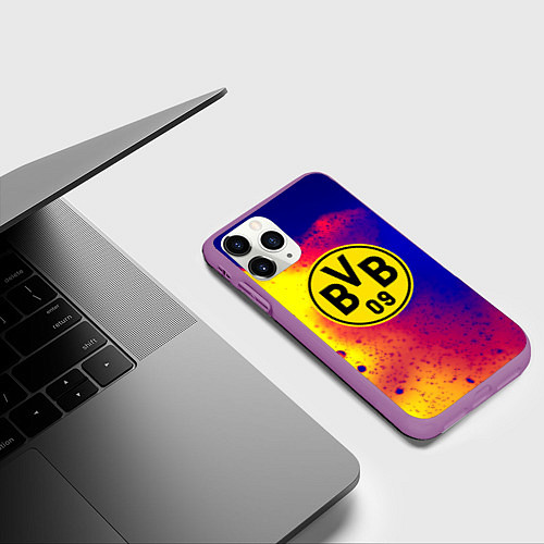 Чехол iPhone 11 Pro матовый Borussia космические краски / 3D-Фиолетовый – фото 3