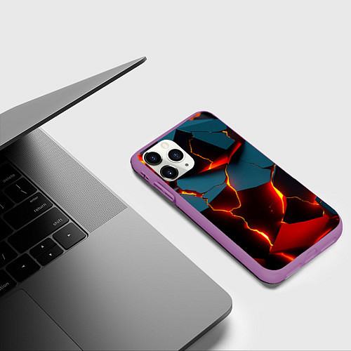Чехол iPhone 11 Pro матовый Orange glow / 3D-Фиолетовый – фото 3