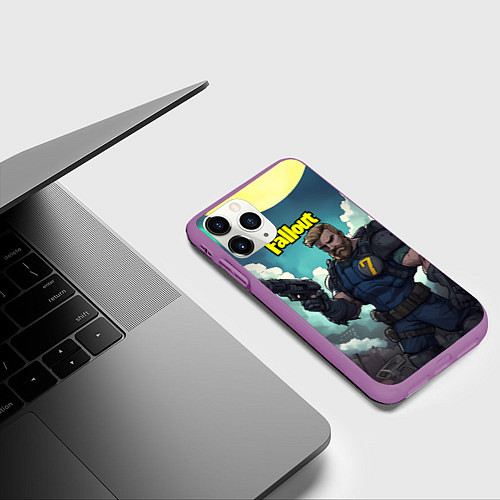 Чехол iPhone 11 Pro матовый Fallout седьмой / 3D-Фиолетовый – фото 3