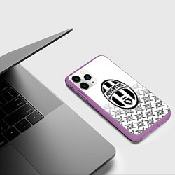 Чехол iPhone 11 Pro матовый Ювентус паттерн ниндзя, цвет: 3D-фиолетовый — фото 2