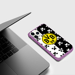 Чехол iPhone 11 Pro матовый Borussia pattern minecraft, цвет: 3D-фиолетовый — фото 2